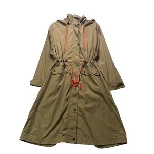 BAGATELLE SPORT Hooded Trench Coat Olive Green‎ Drawstring Waist Women